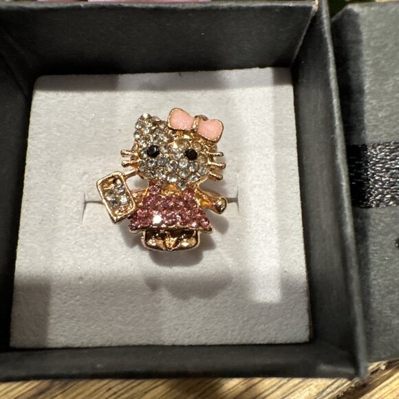 Adorable Hello Kitty Cat Kitten Silvertone Costume Adjustable Ring NEW w Box A4 - Picture 3 of 5